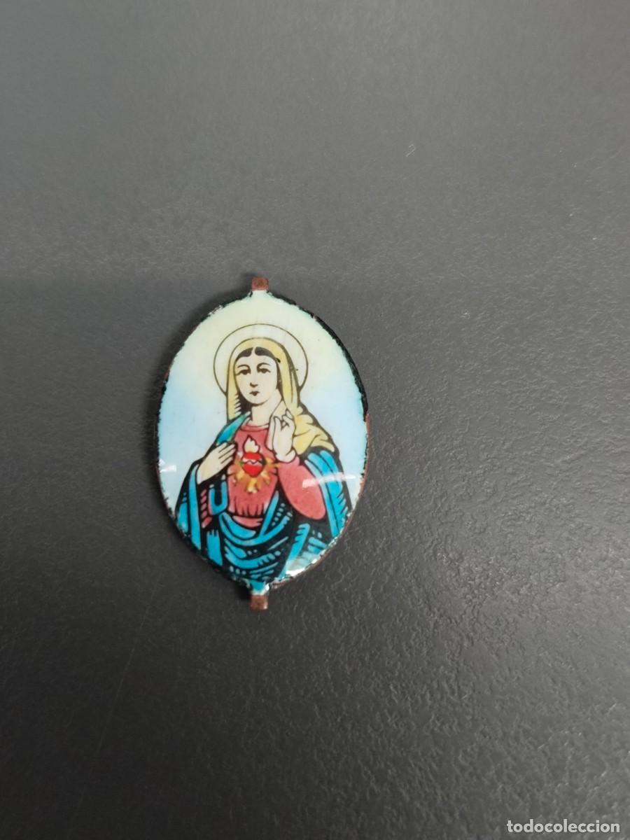 Antig&uuml;edades: Antiguo Esmalte Virgen y Sagrado Coraz&oacute;n. - Foto 1