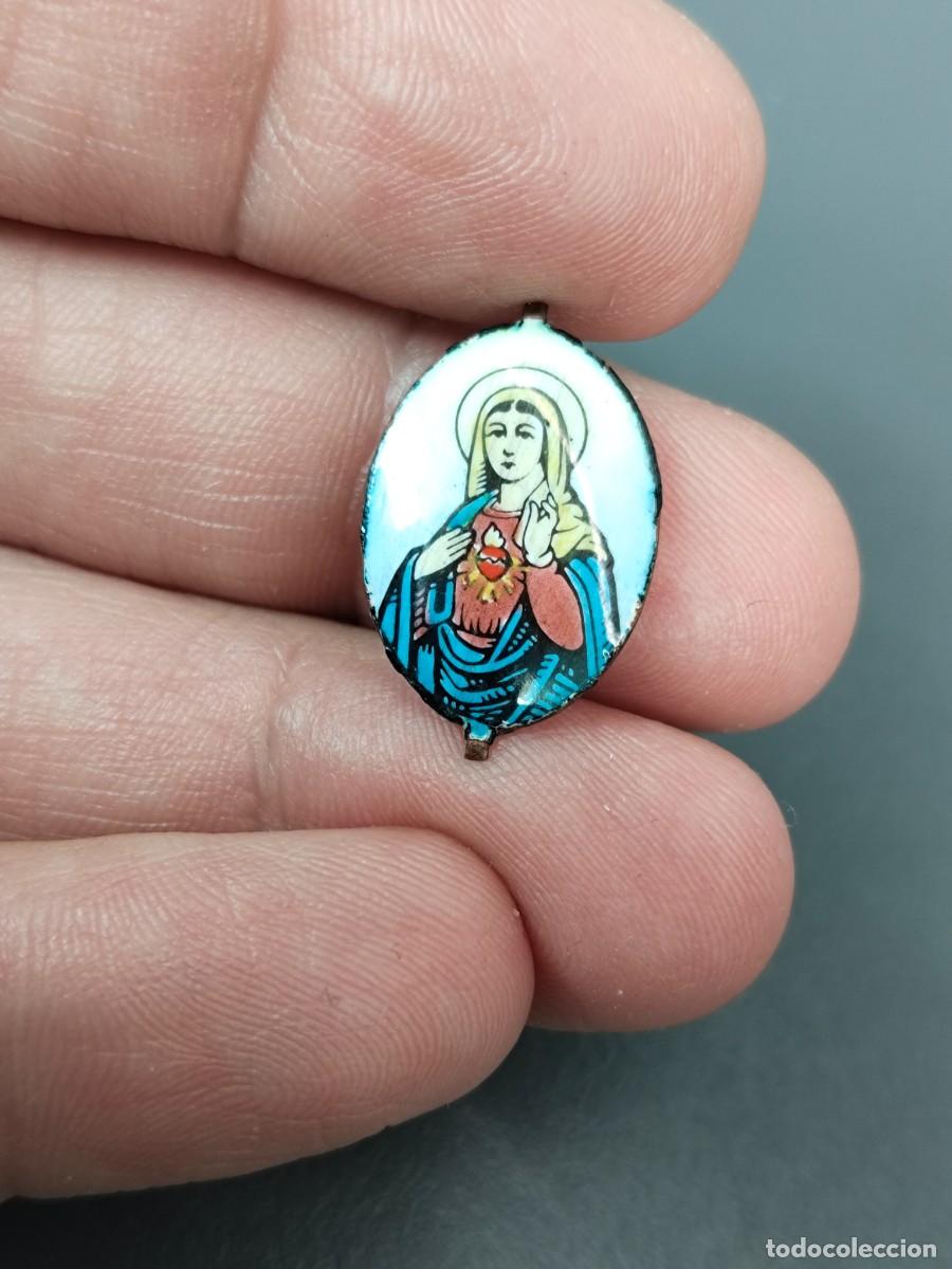 Antig&uuml;edades: Antiguo Esmalte Virgen y Sagrado Coraz&oacute;n. - Foto 5