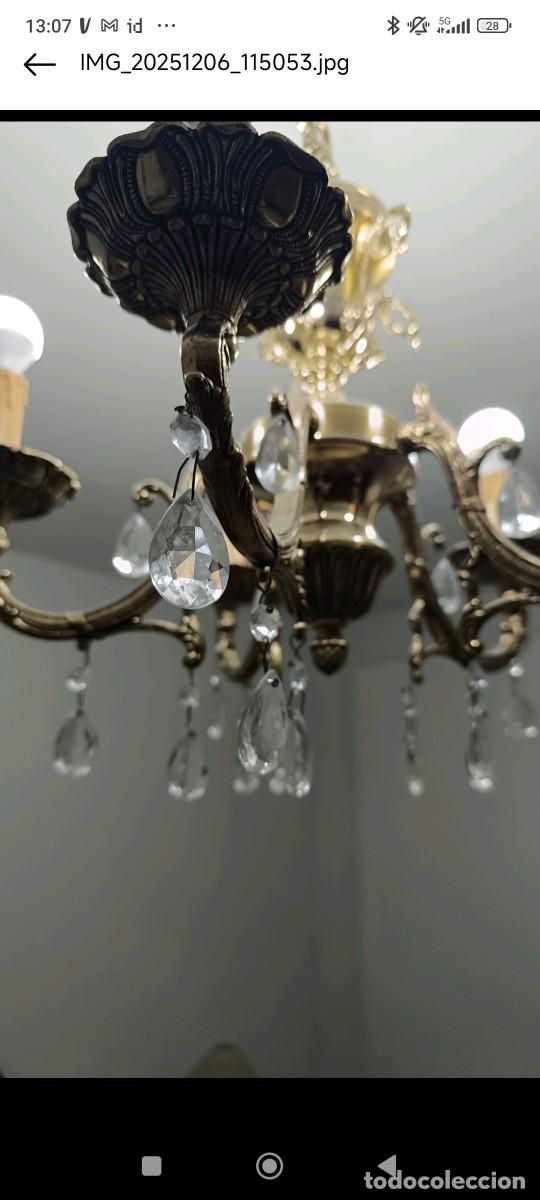 Antig&uuml;edades: Lampara bronce y cristal - Foto 3