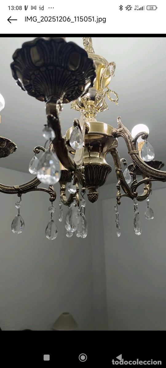 Antig&uuml;edades: Lampara bronce y cristal - Foto 4