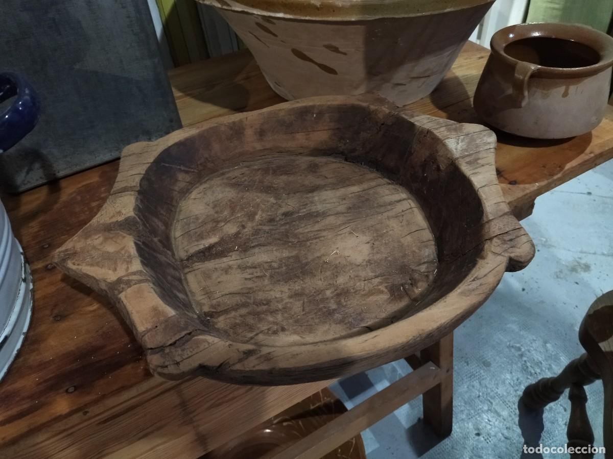 Antig&uuml;edades: Cuenco rustico de madera maciza, artesa tradicional ovalada - Foto 8