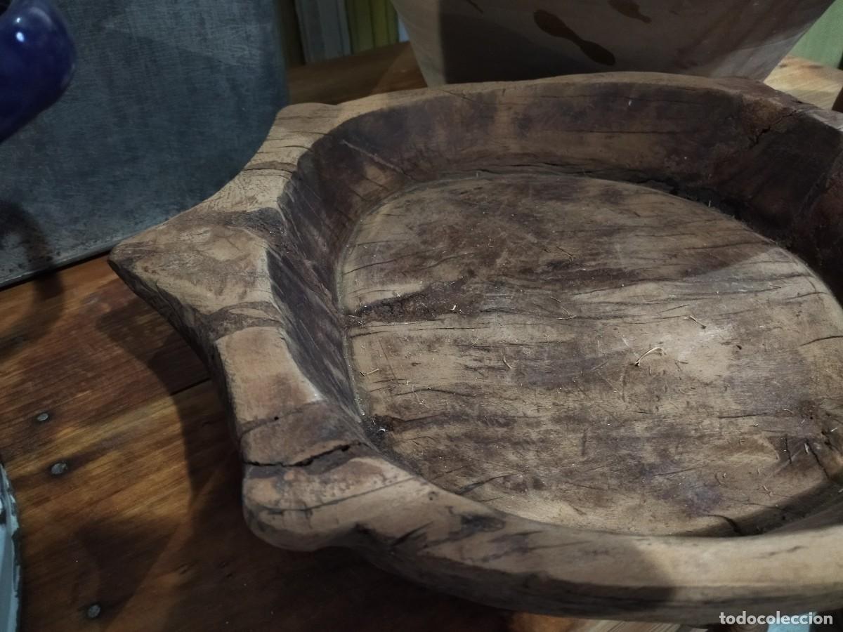 Antig&uuml;edades: Cuenco rustico de madera maciza, artesa tradicional ovalada - Foto 10