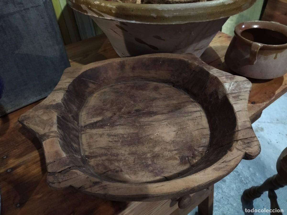Antig&uuml;edades: Cuenco rustico de madera maciza, artesa tradicional ovalada - Foto 11
