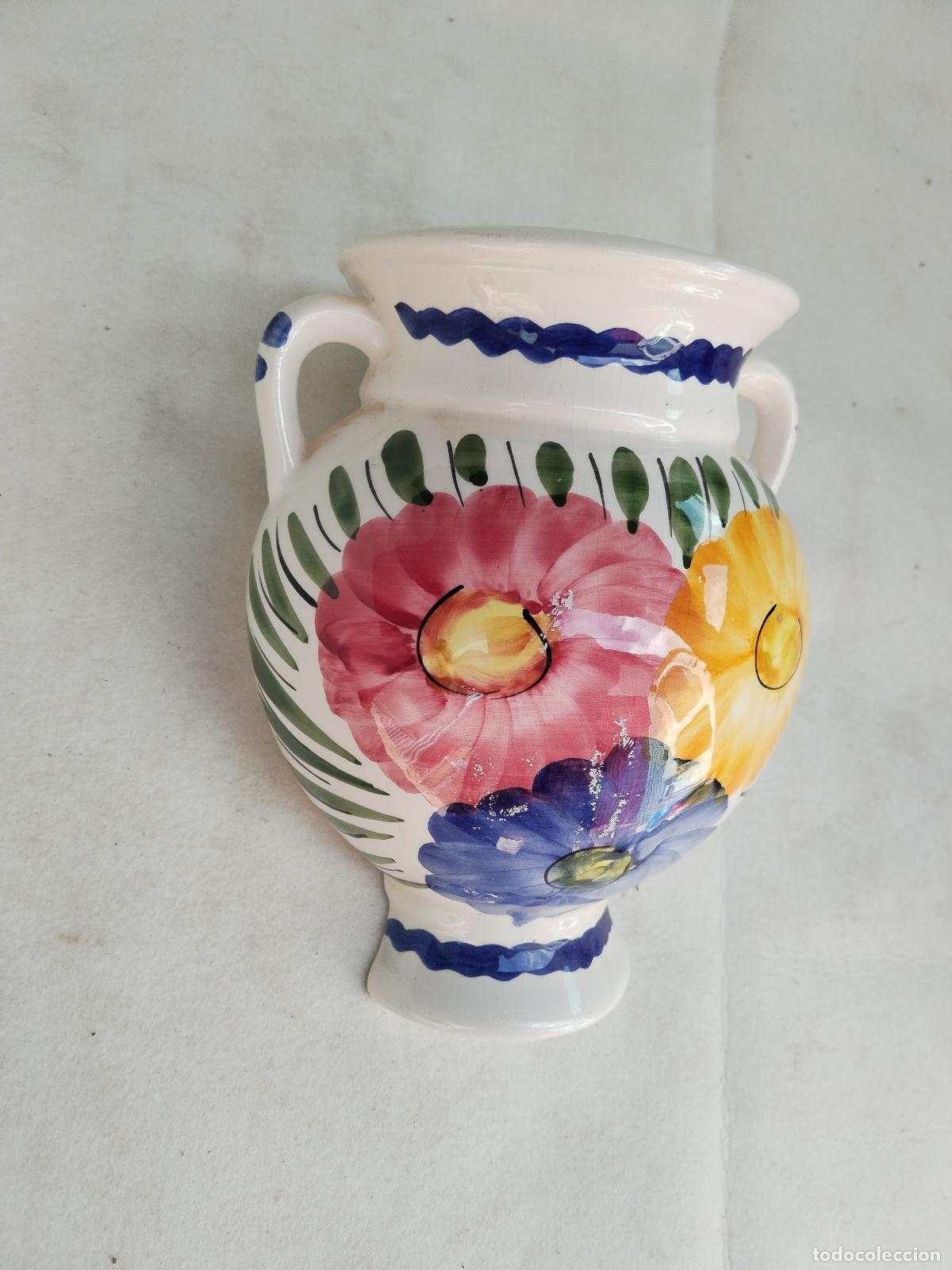 Antig&uuml;edades: macetero de pared en ceramica con flores - Foto 2