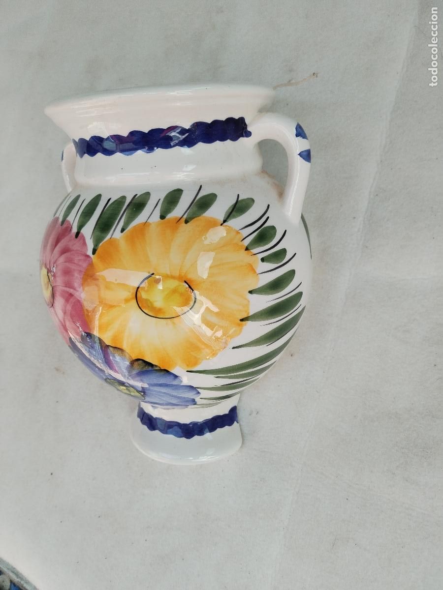 Antig&uuml;edades: macetero de pared en ceramica con flores - Foto 4