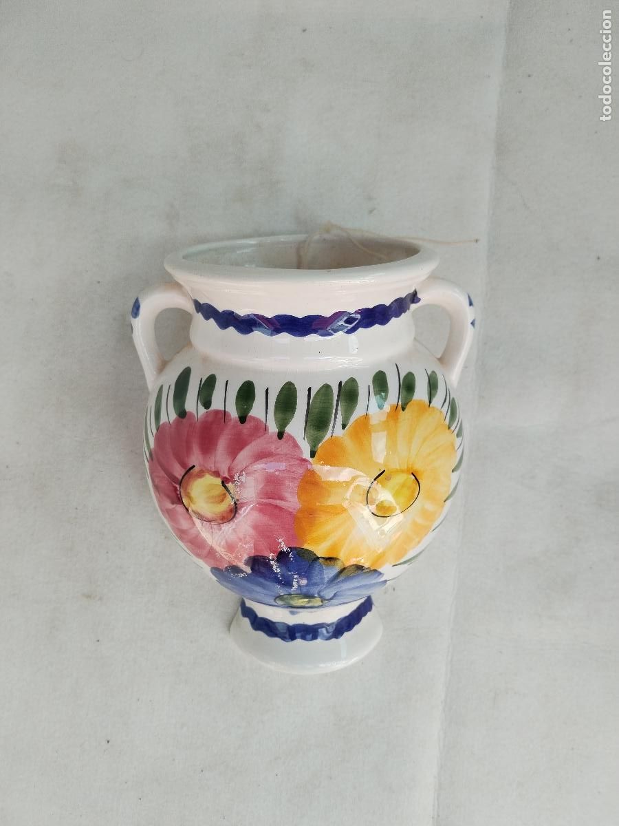 Antig&uuml;edades: macetero de pared en ceramica con flores - Foto 5