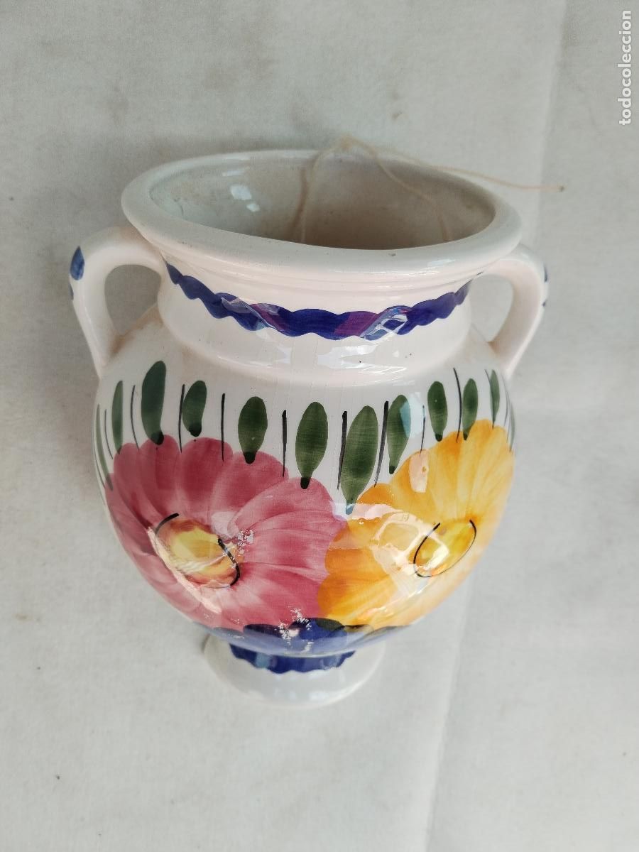 Antig&uuml;edades: macetero de pared en ceramica con flores - Foto 7
