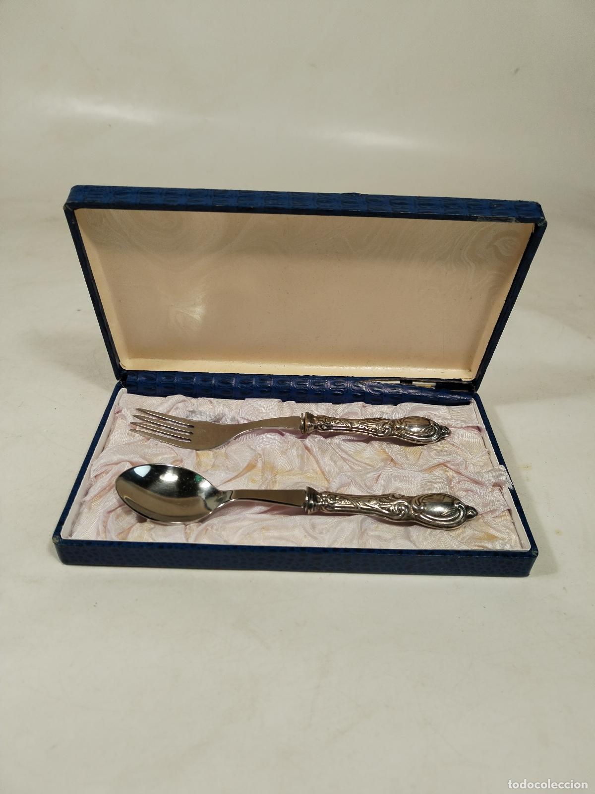 Antig&uuml;edades: juego cubiertos con mango de plata- c120 - Foto 2