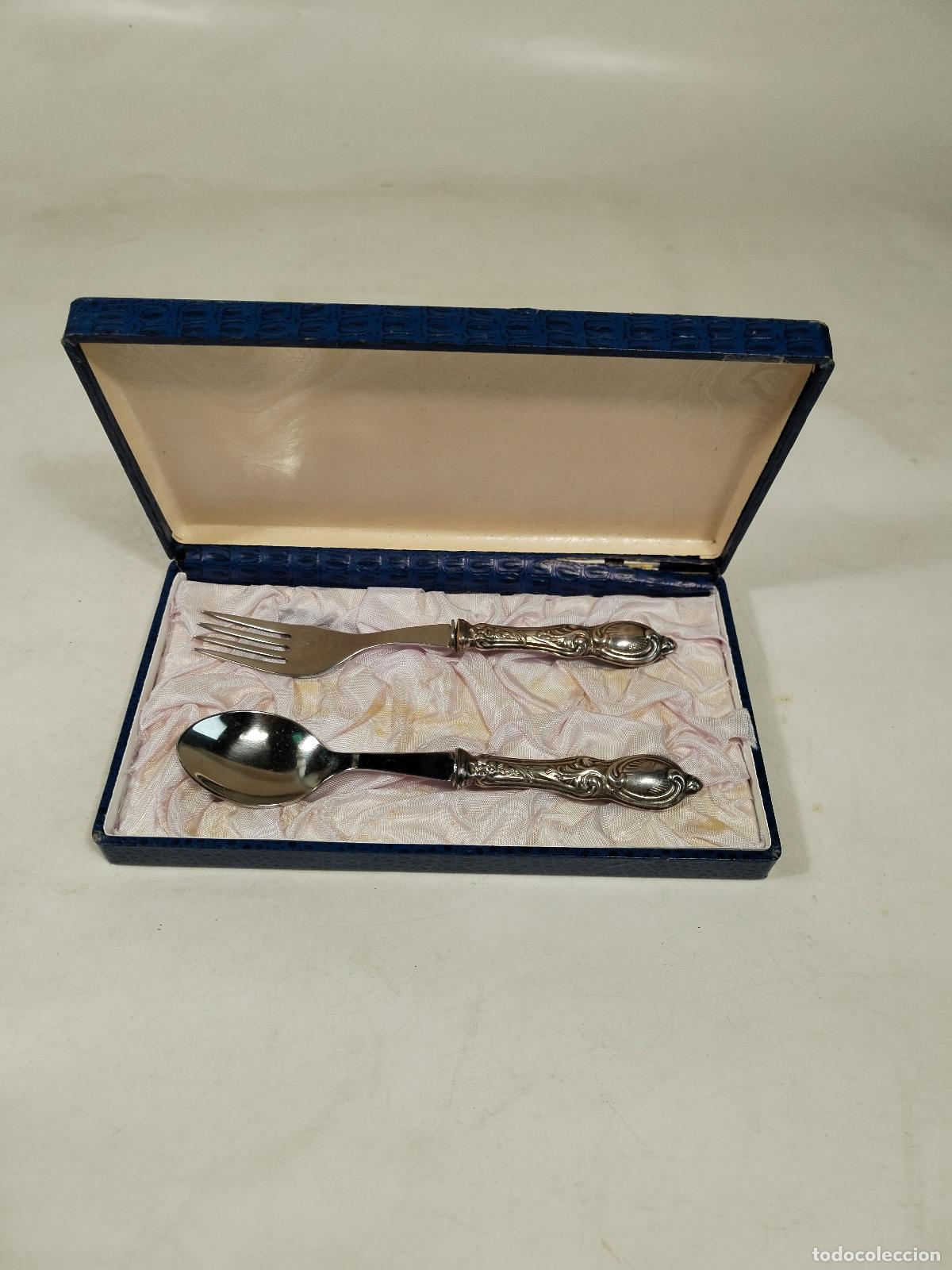 Antig&uuml;edades: juego cubiertos con mango de plata- c120 - Foto 4