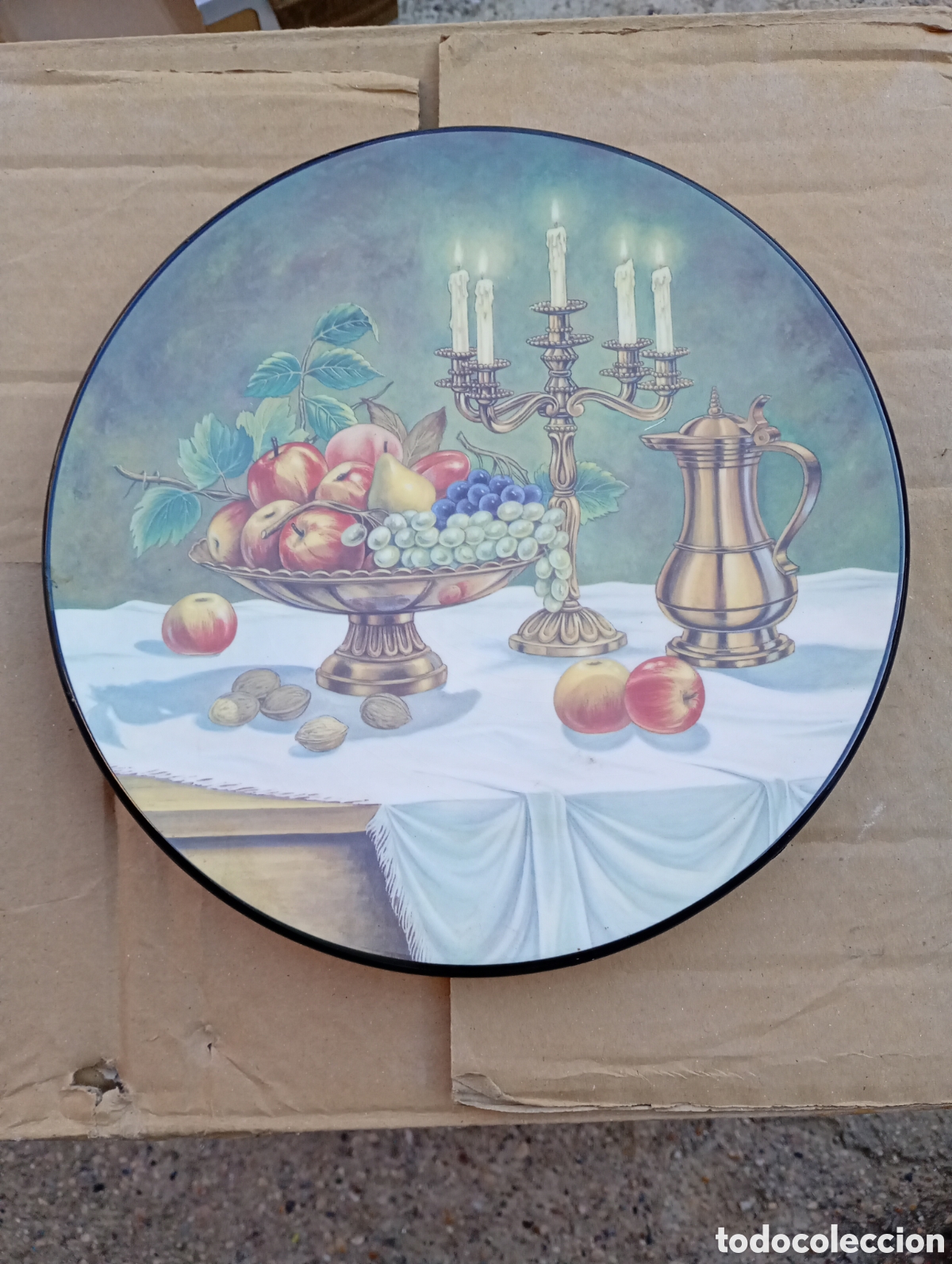 Antig&uuml;edades: Plato colgar pared ceraplat bodeg&oacute;n candelabro - Foto 1