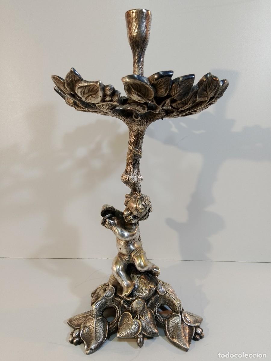 Antig&uuml;edades: centro de mesa con candelero- - Foto 1
