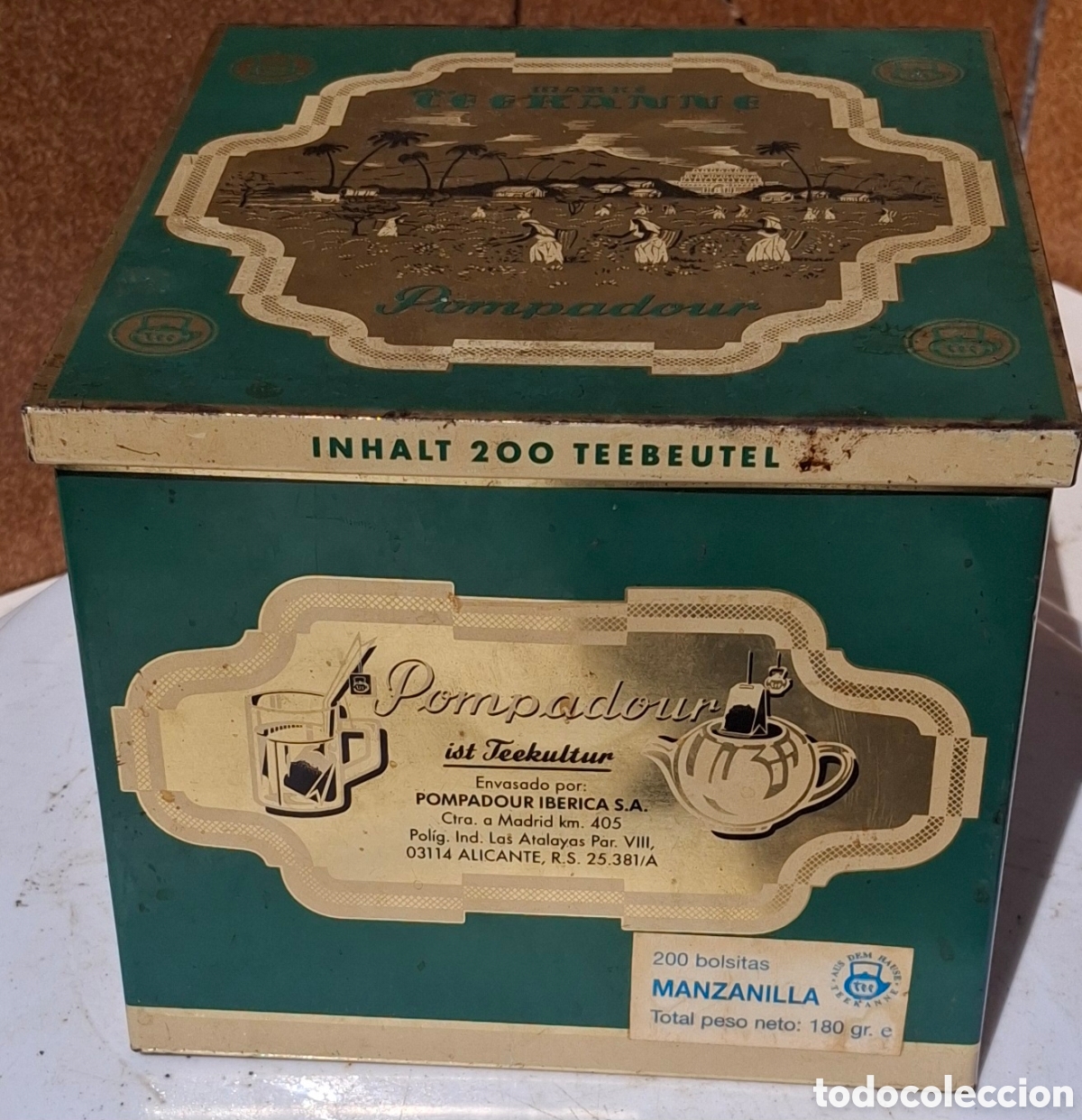 Antig&uuml;edades: Lata vintage de t&eacute; pompadour - Foto 1