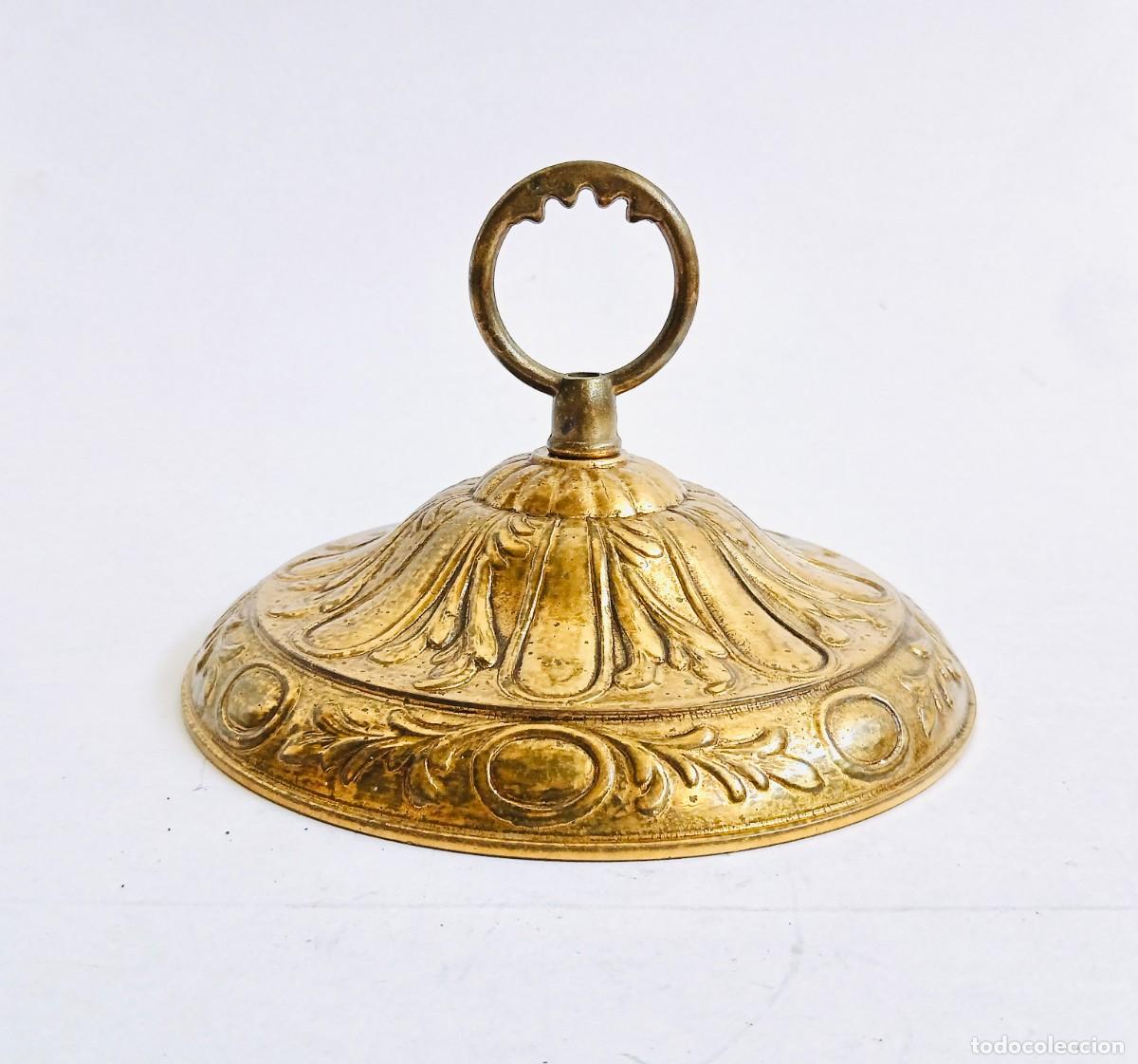 Antiques: GRAN FLORON 16cm PARA LAMPARA DE TECHO ENGANCHE DORADO DE BRONCE O LATON GANCHO PLAFON ROSETON