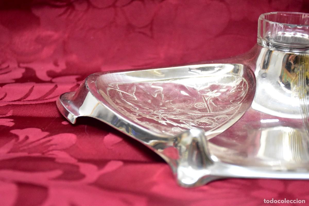 Antig&uuml;edades: TINTERO JUGENDSTIL DE METAL MARCA ORIVIT - Foto 3