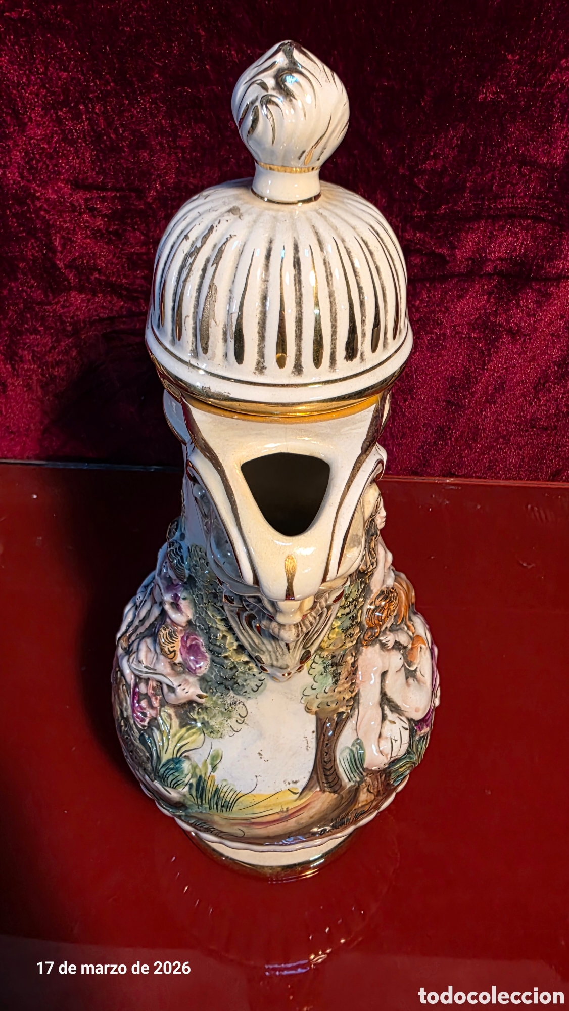 Antig&uuml;edades: Jarra jarron porcelana capodimonte - Foto 3