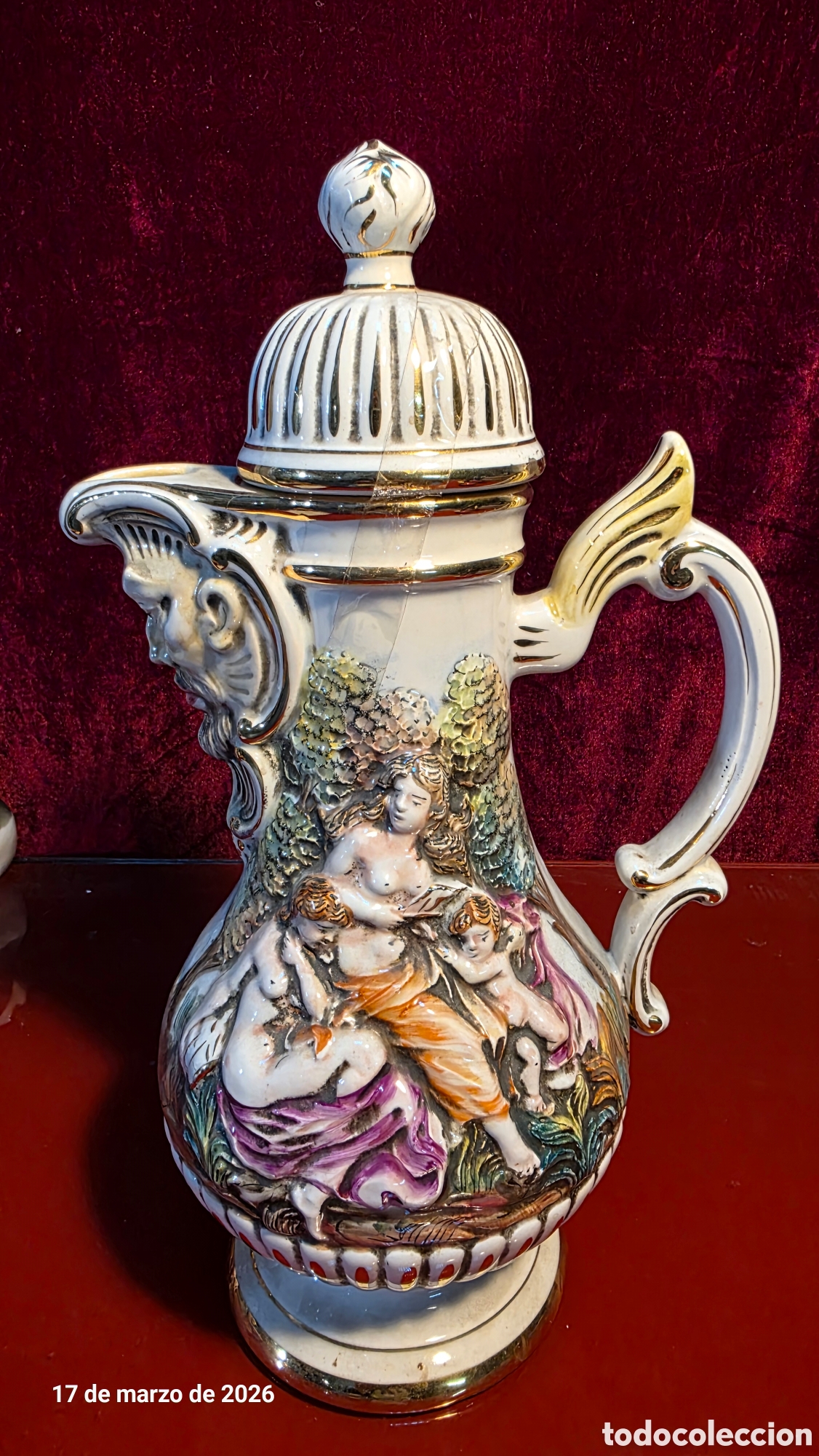 Antig&uuml;edades: Jarra jarron porcelana capodimonte - Foto 4
