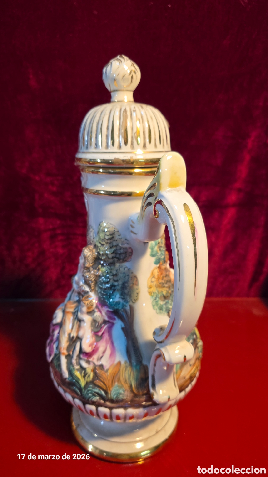 Antig&uuml;edades: Jarra jarron porcelana capodimonte - Foto 5
