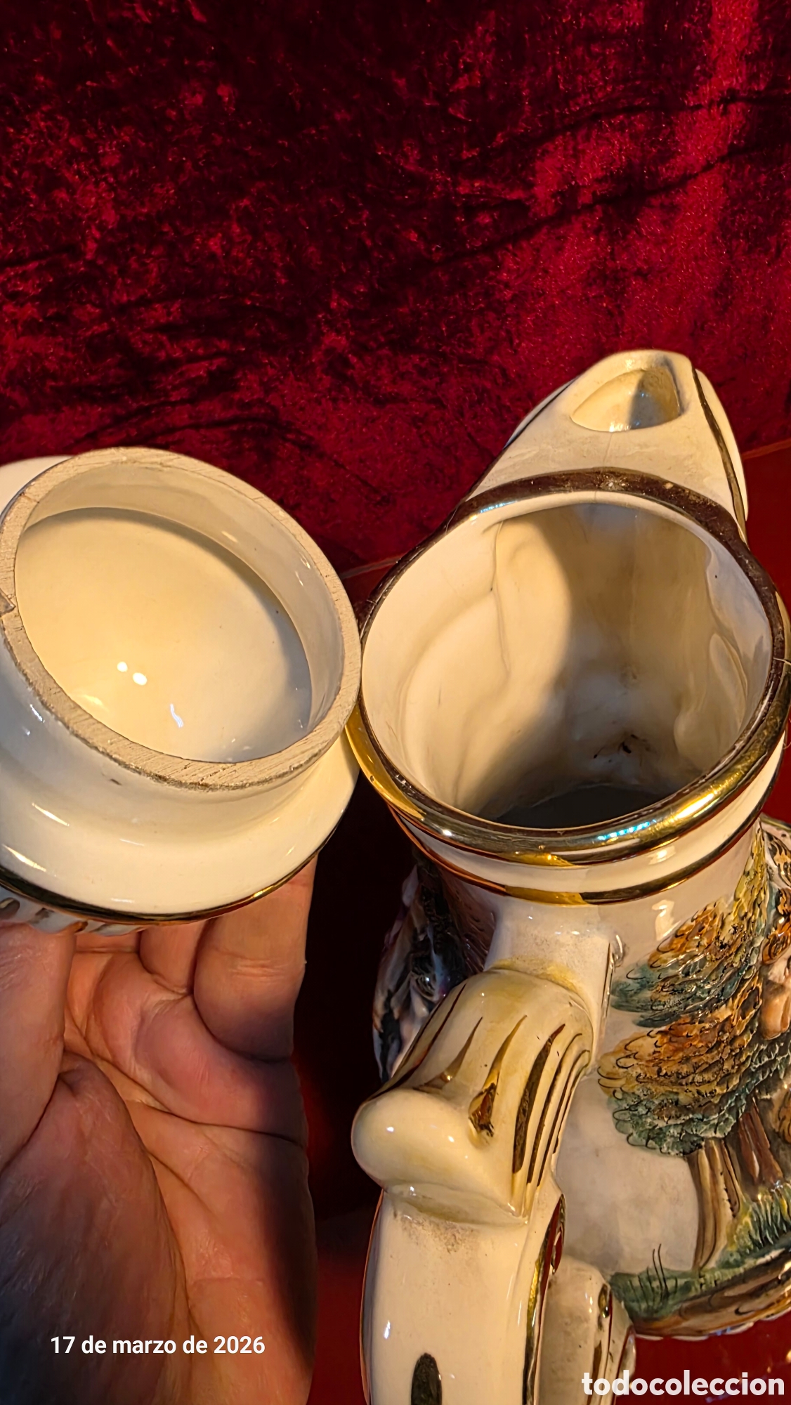 Antig&uuml;edades: Jarra jarron porcelana capodimonte - Foto 6