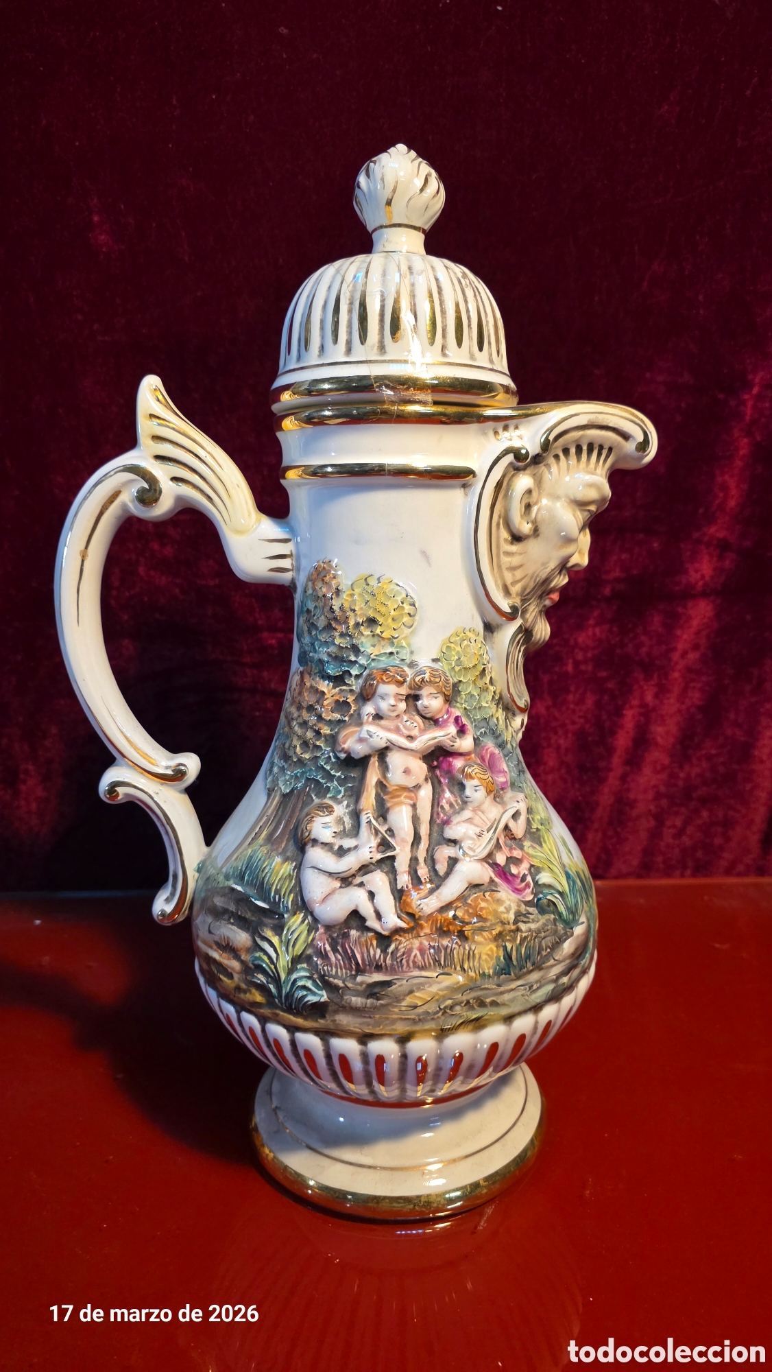 Antig&uuml;edades: Jarra jarron porcelana capodimonte - Foto 1