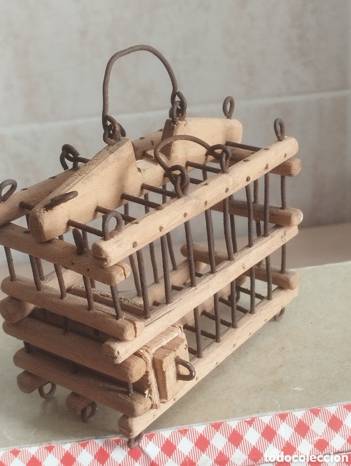 Antig&uuml;edades: JAULA MINIATURA MADERA - Foto 3