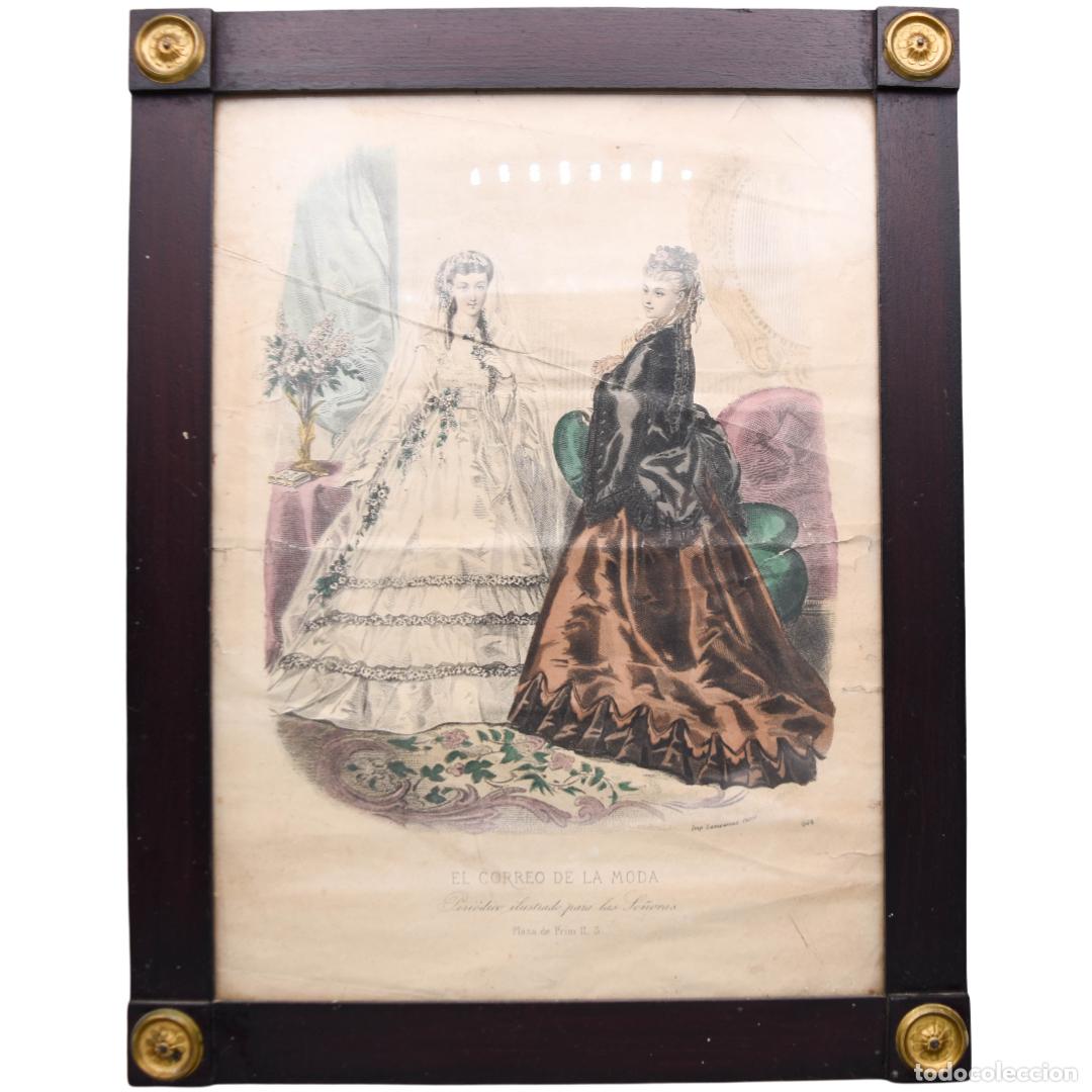 Antig&uuml;edades: Marco de &eacute;poca con l&aacute;mina antigua - Foto 1