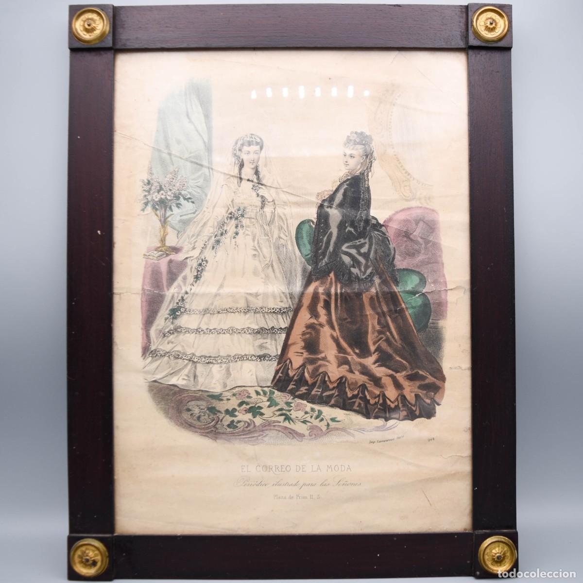 Antig&uuml;edades: Marco de &eacute;poca con l&aacute;mina antigua - Foto 3