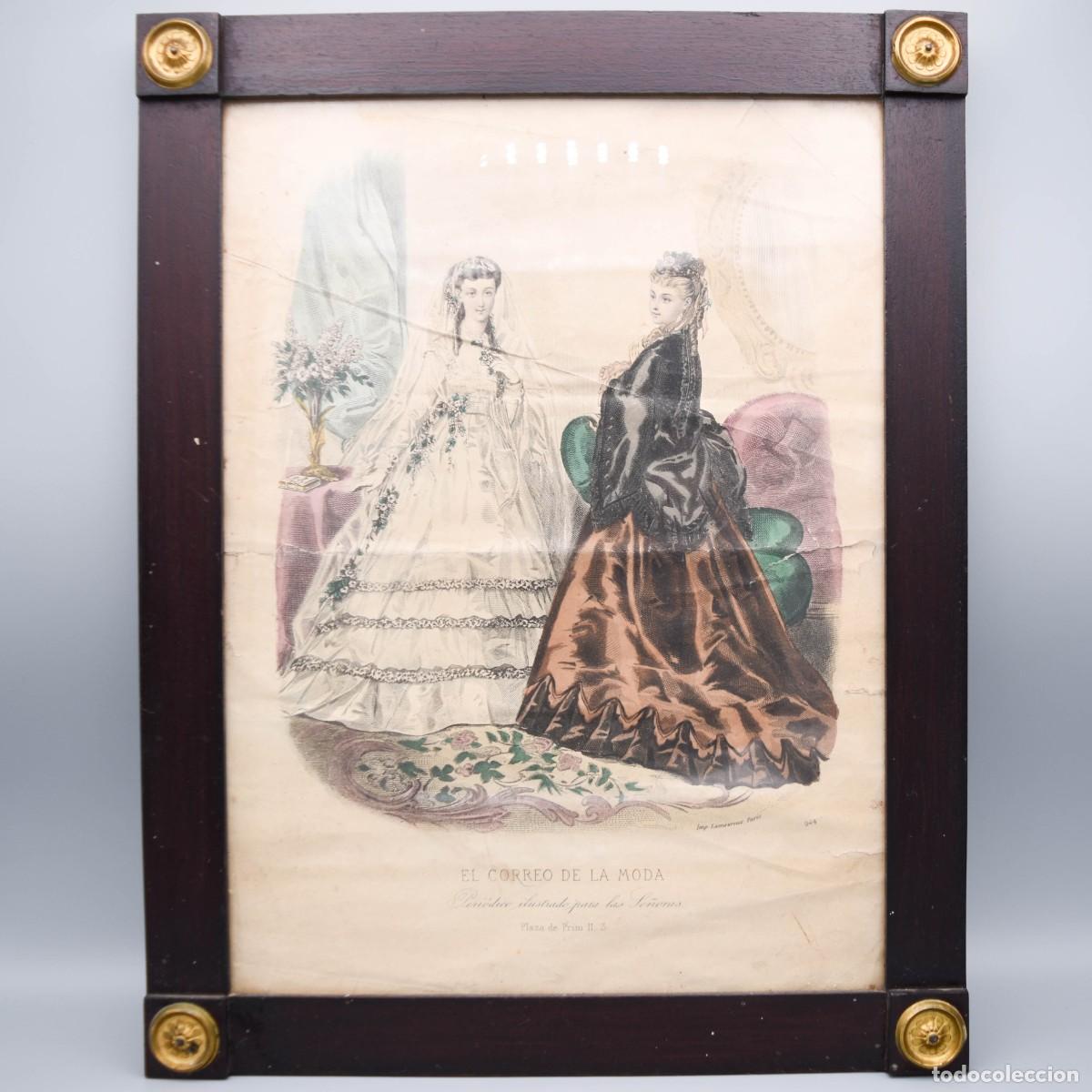 Antig&uuml;edades: Marco de &eacute;poca con l&aacute;mina antigua - Foto 4
