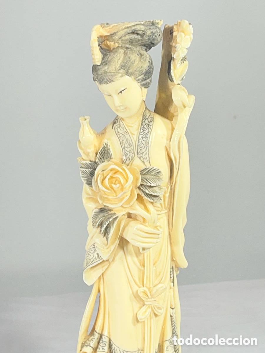 Antig&uuml;edades: Conjunto de 4 figuras de Geishas - S&iacute;mil Marfil - Foto 5