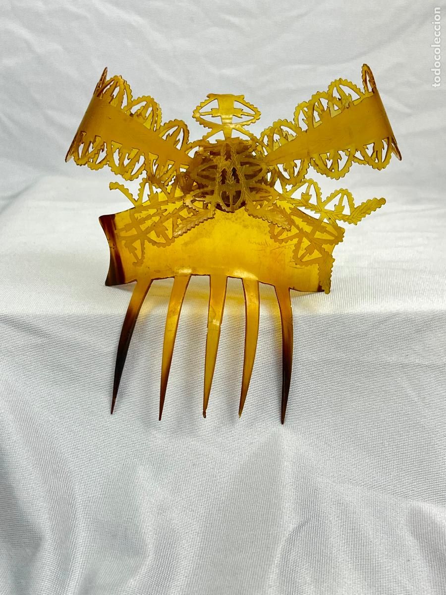 Antig&uuml;edades: Curiosa peineta en celuloide con forma de lazo principios siglo - ver fotos