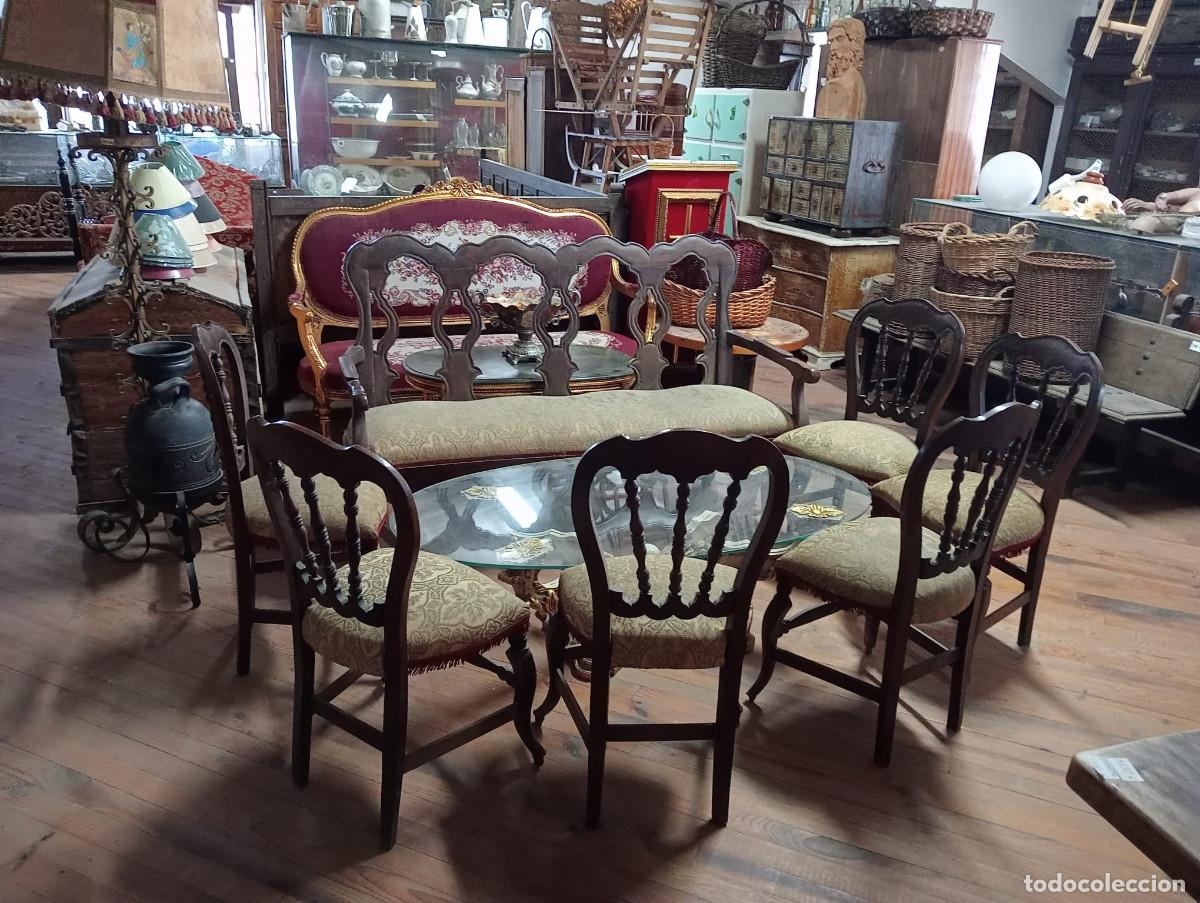 Antig&uuml;edades: Sofa y 6 sillas, antiguo. Nogal. - Foto 1