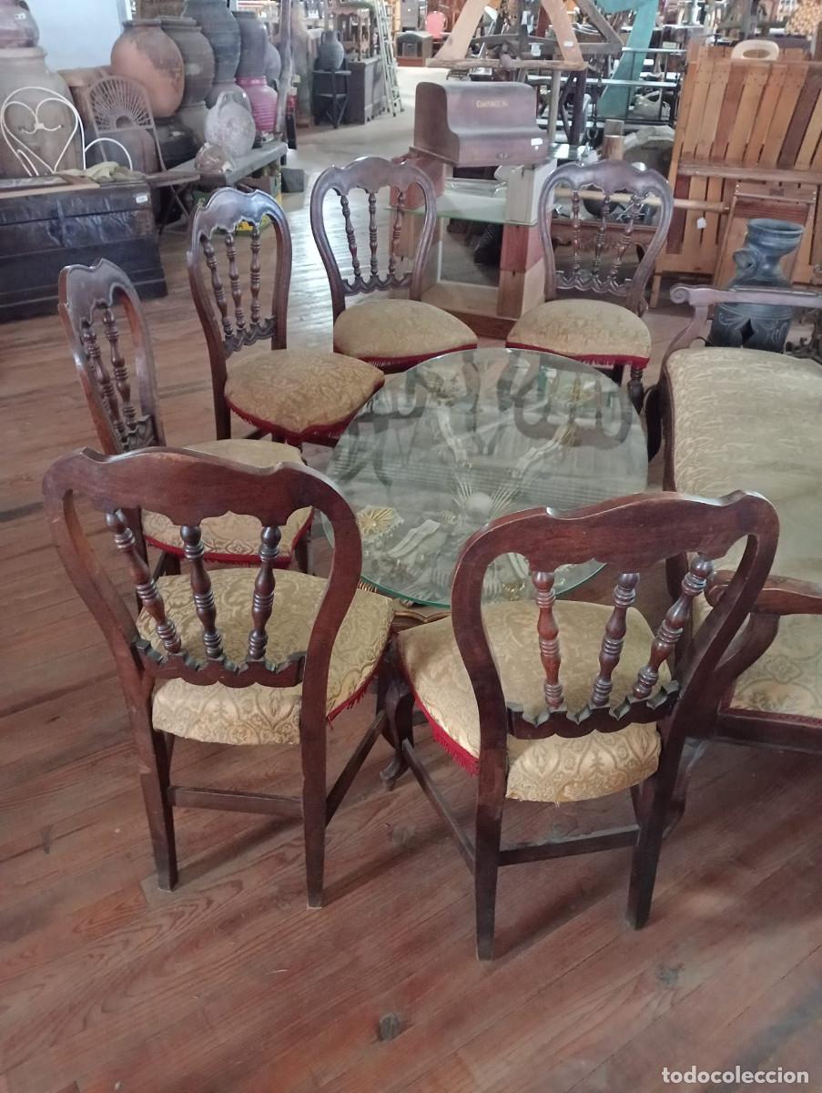 Antig&uuml;edades: Sofa y 6 sillas, antiguo. Nogal. - Foto 3