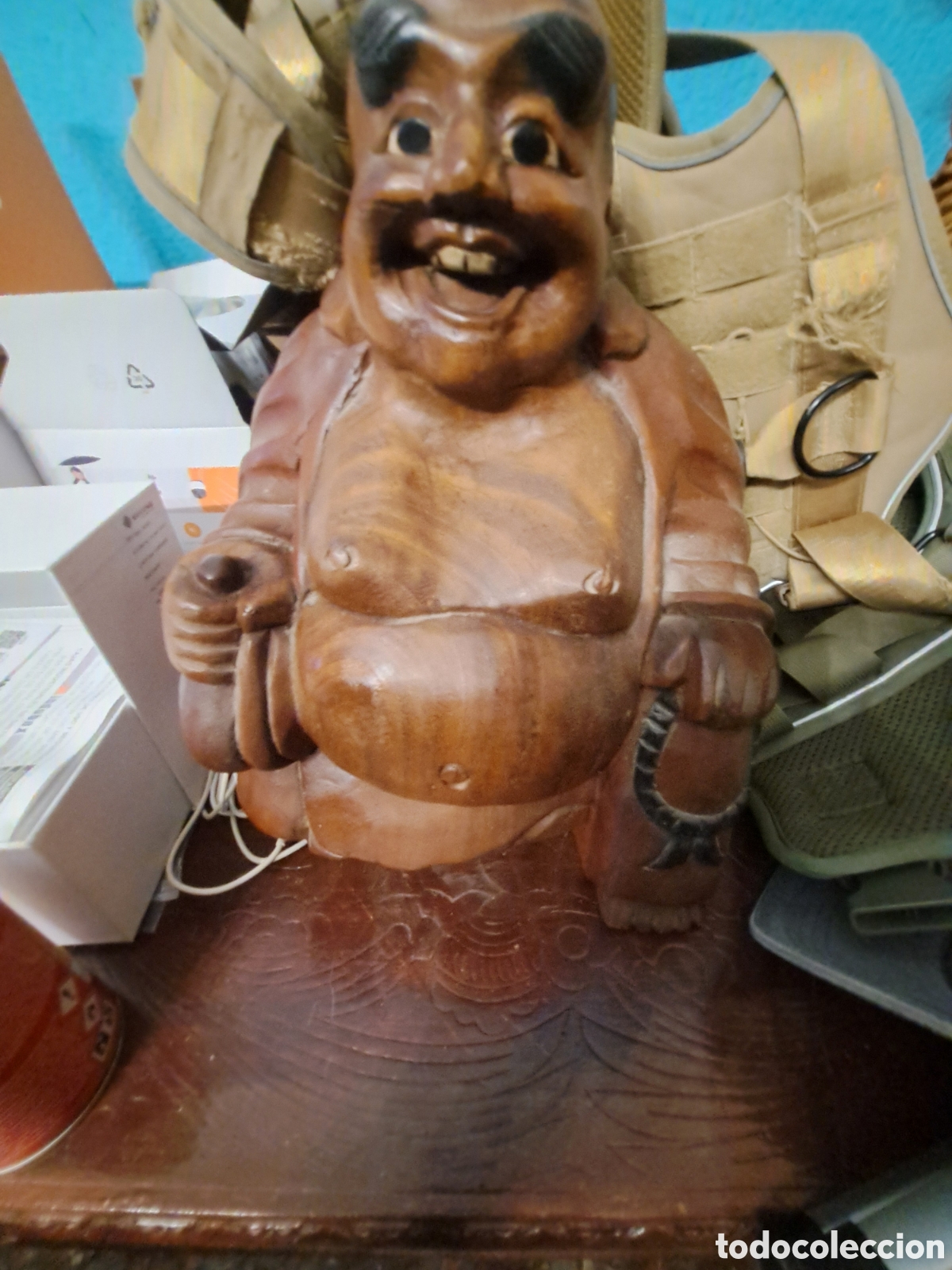 Antig&uuml;edades: Gran buda de madera muy antiguo - Foto 3