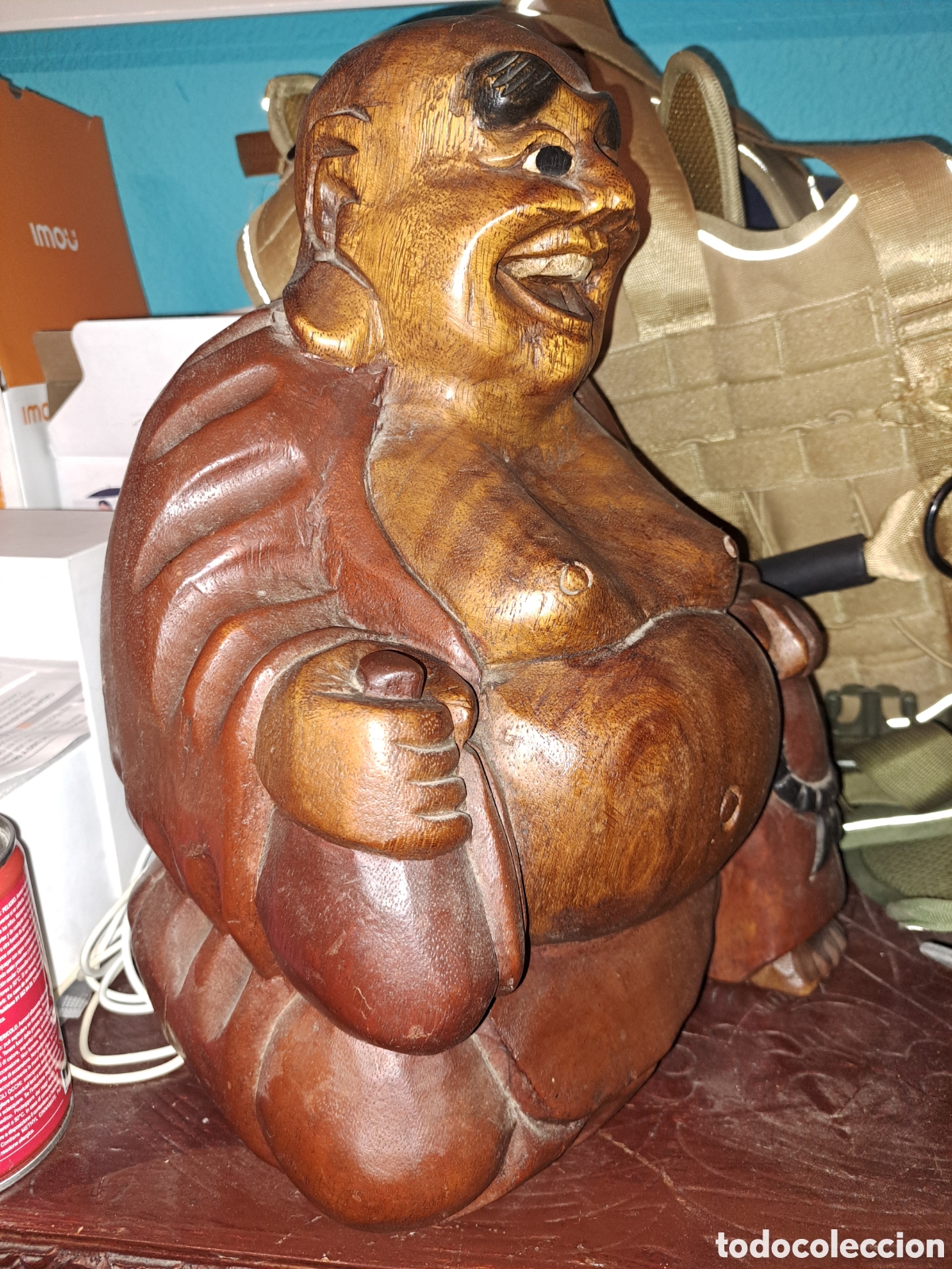 Antig&uuml;edades: Gran buda de madera muy antiguo - Foto 6