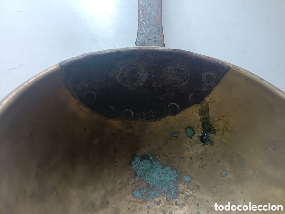 Antig&uuml;edades: Antiguo cucharon o cazo de laton - Foto 7