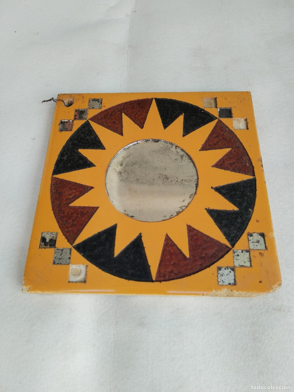 Antig&uuml;edades: espejo de azulejo sol vintage - Foto 5