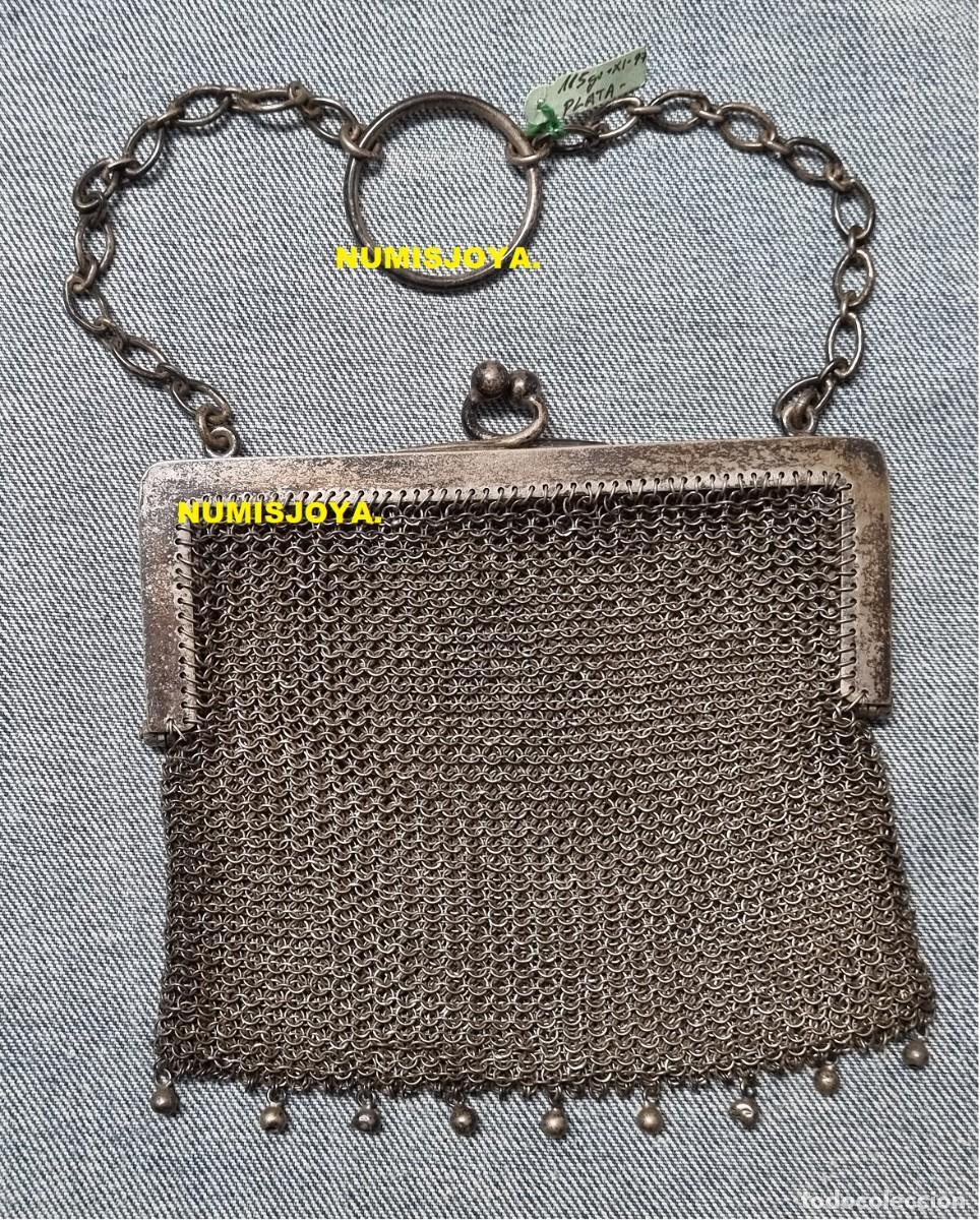 Antiquit&eacute;s: A&ntilde;o 1900. Precioso Bolso AUTENTICO de &Eacute;POCA Plata 900 mmas. Peso 115 gr. Tama&ntilde;o 100 x 100 mm.