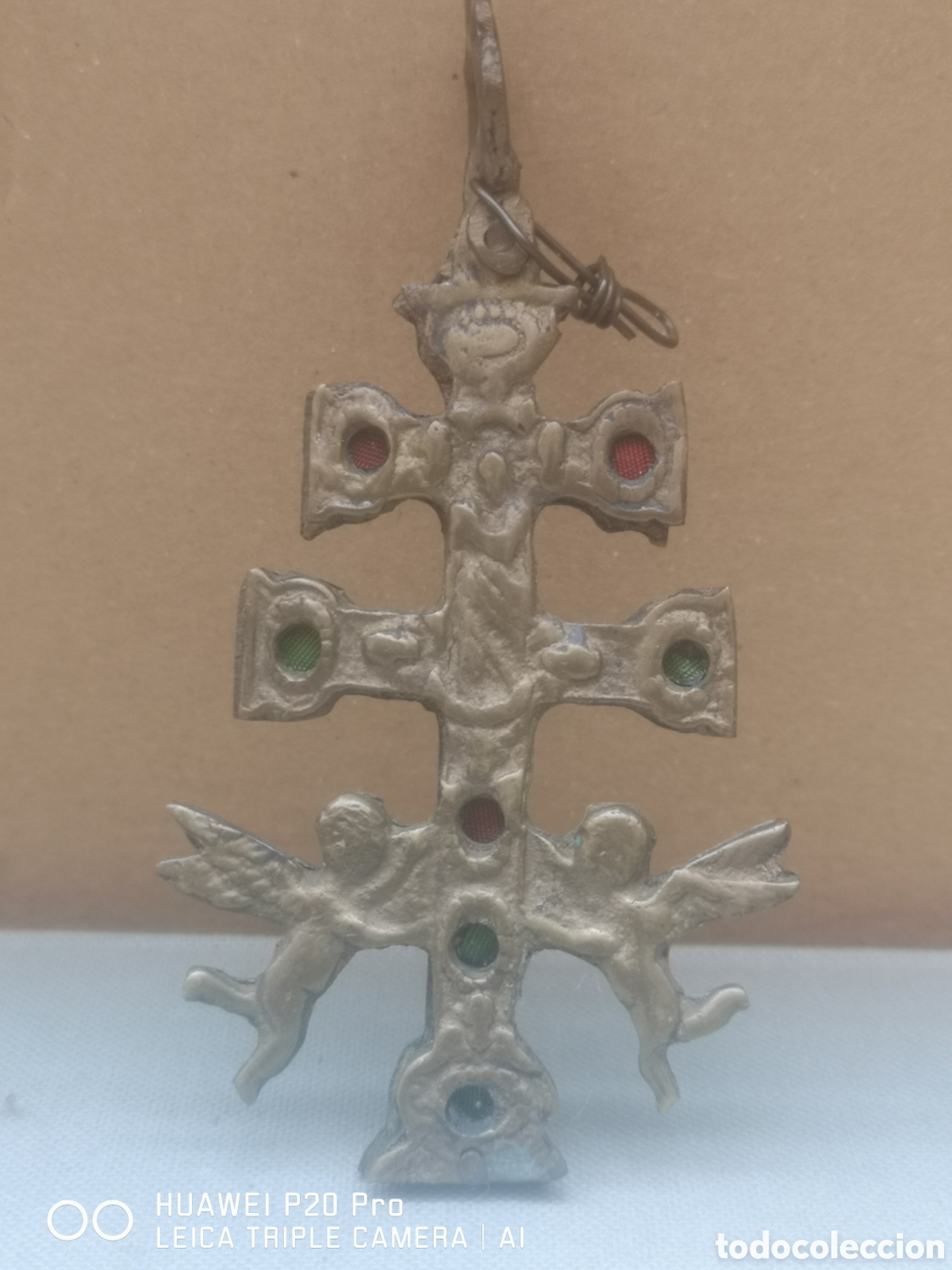 Antig&uuml;edades: ANTIGUA CRUZ DE CARABACA EN BRONCE - Foto 2