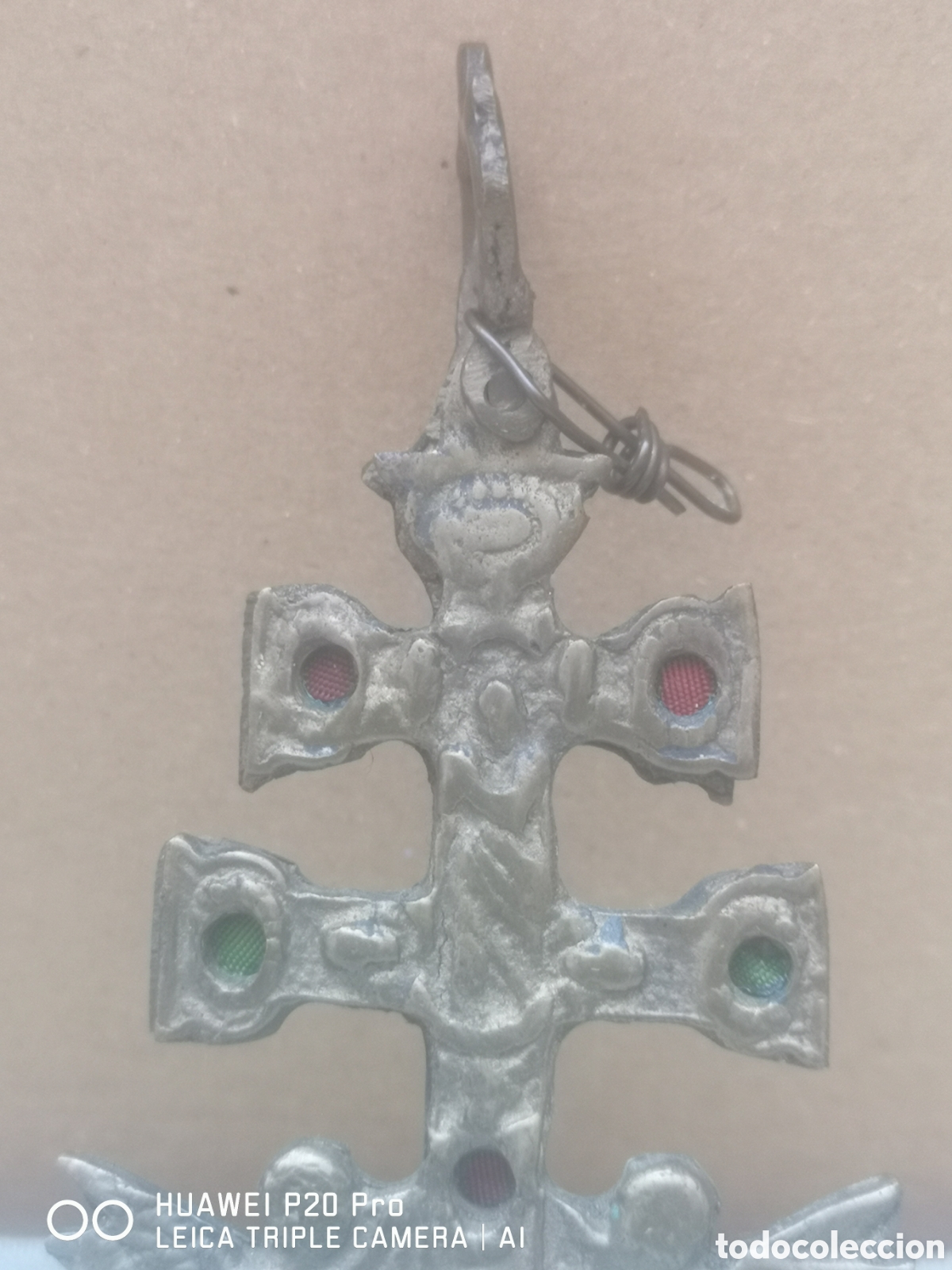 Antig&uuml;edades: ANTIGUA CRUZ DE CARABACA EN BRONCE - Foto 3