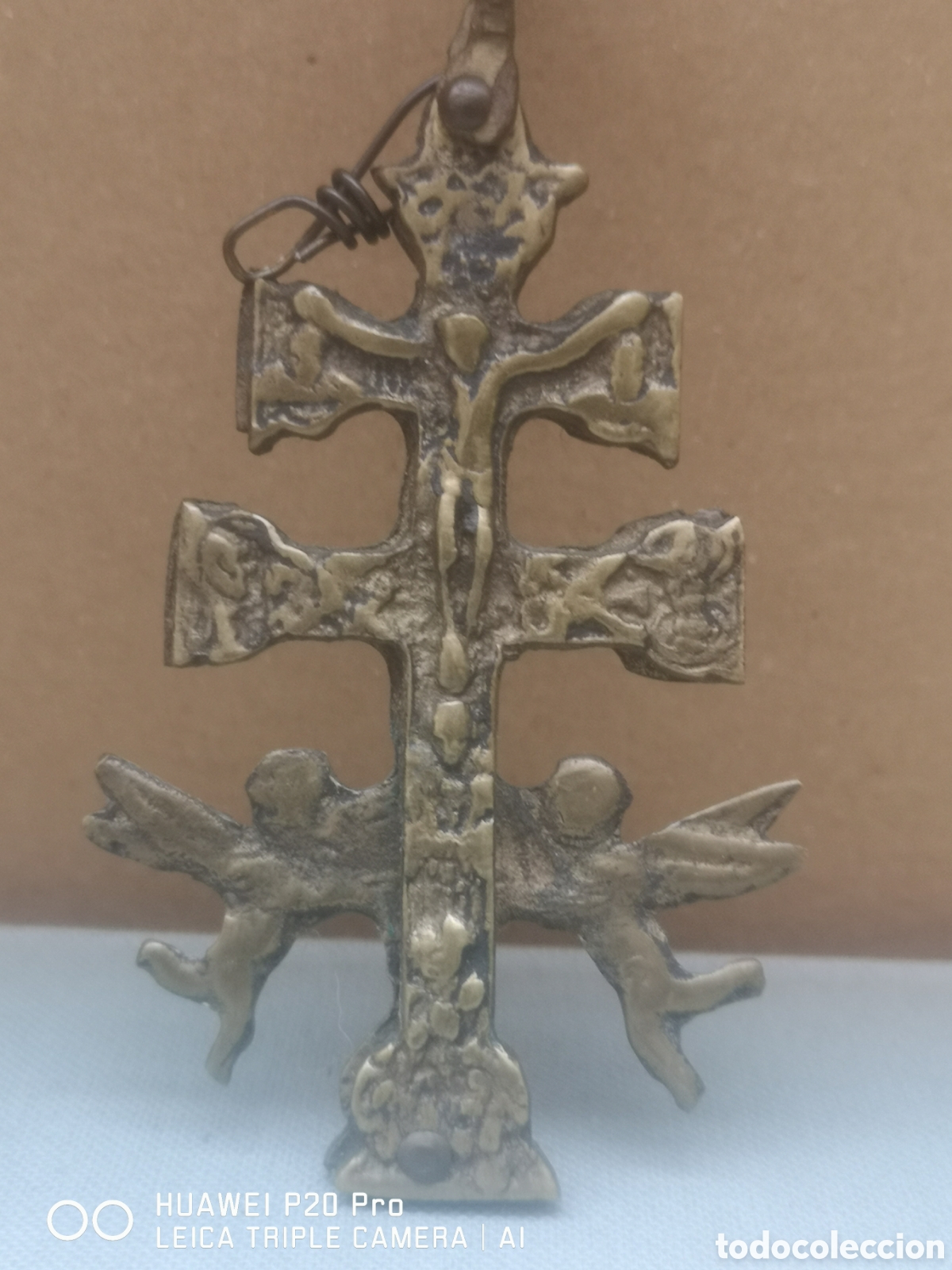 Antig&uuml;edades: ANTIGUA CRUZ DE CARABACA EN BRONCE - Foto 5