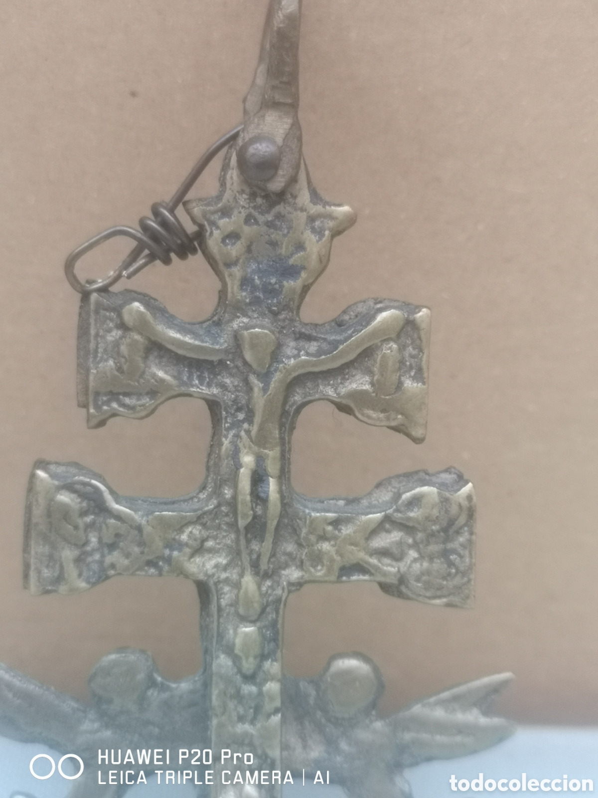 Antig&uuml;edades: ANTIGUA CRUZ DE CARABACA EN BRONCE - Foto 6