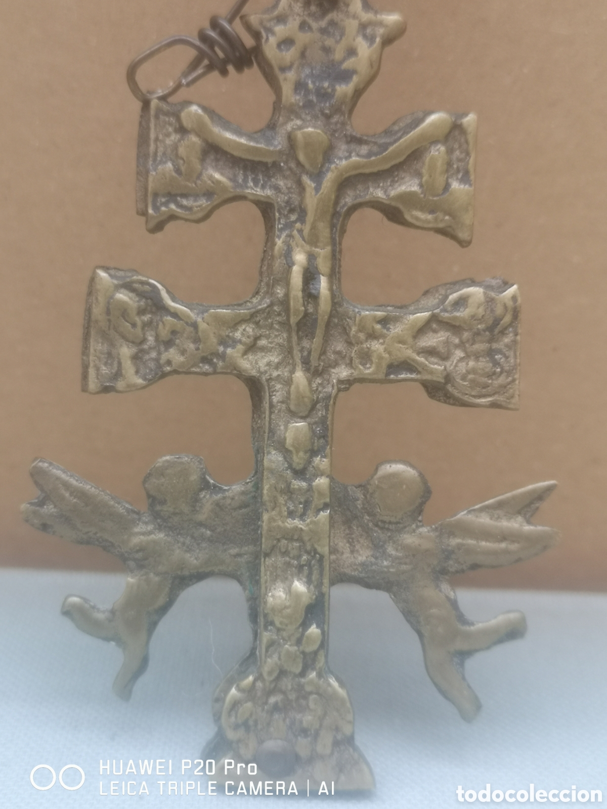 Antig&uuml;edades: ANTIGUA CRUZ DE CARABACA EN BRONCE - Foto 7