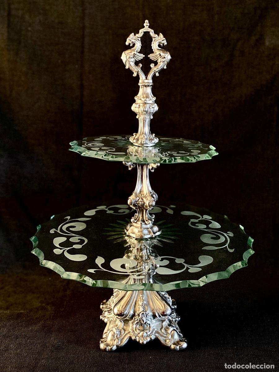 Antig&uuml;edades: Centro de mesa . Plata y cristal . Modernista - Foto 4