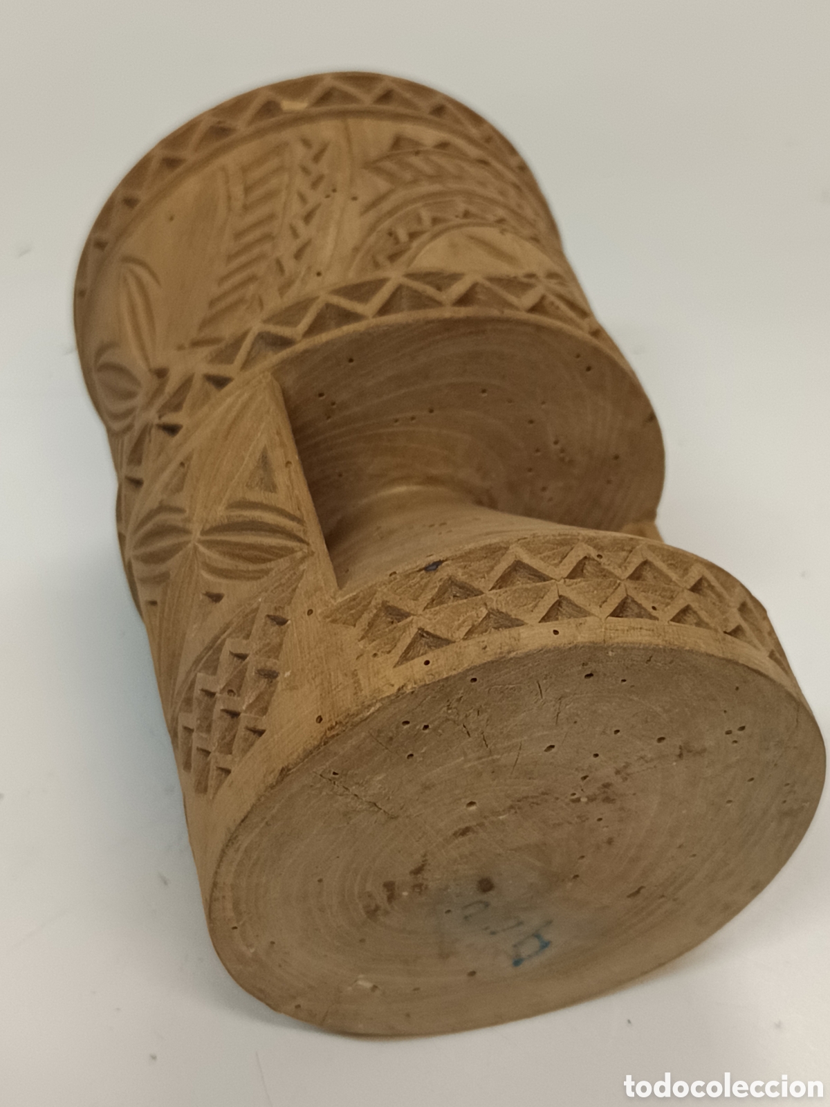 Antig&uuml;edades: Mortero de madera arte pastoril con mango - Foto 5
