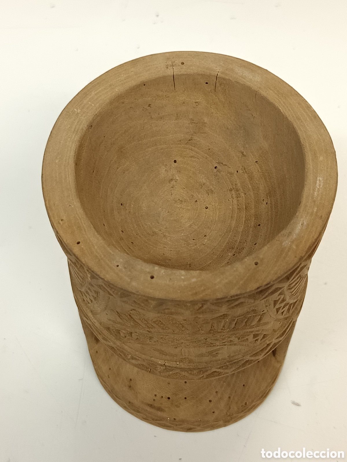 Antig&uuml;edades: Mortero de madera arte pastoril con mango - Foto 6