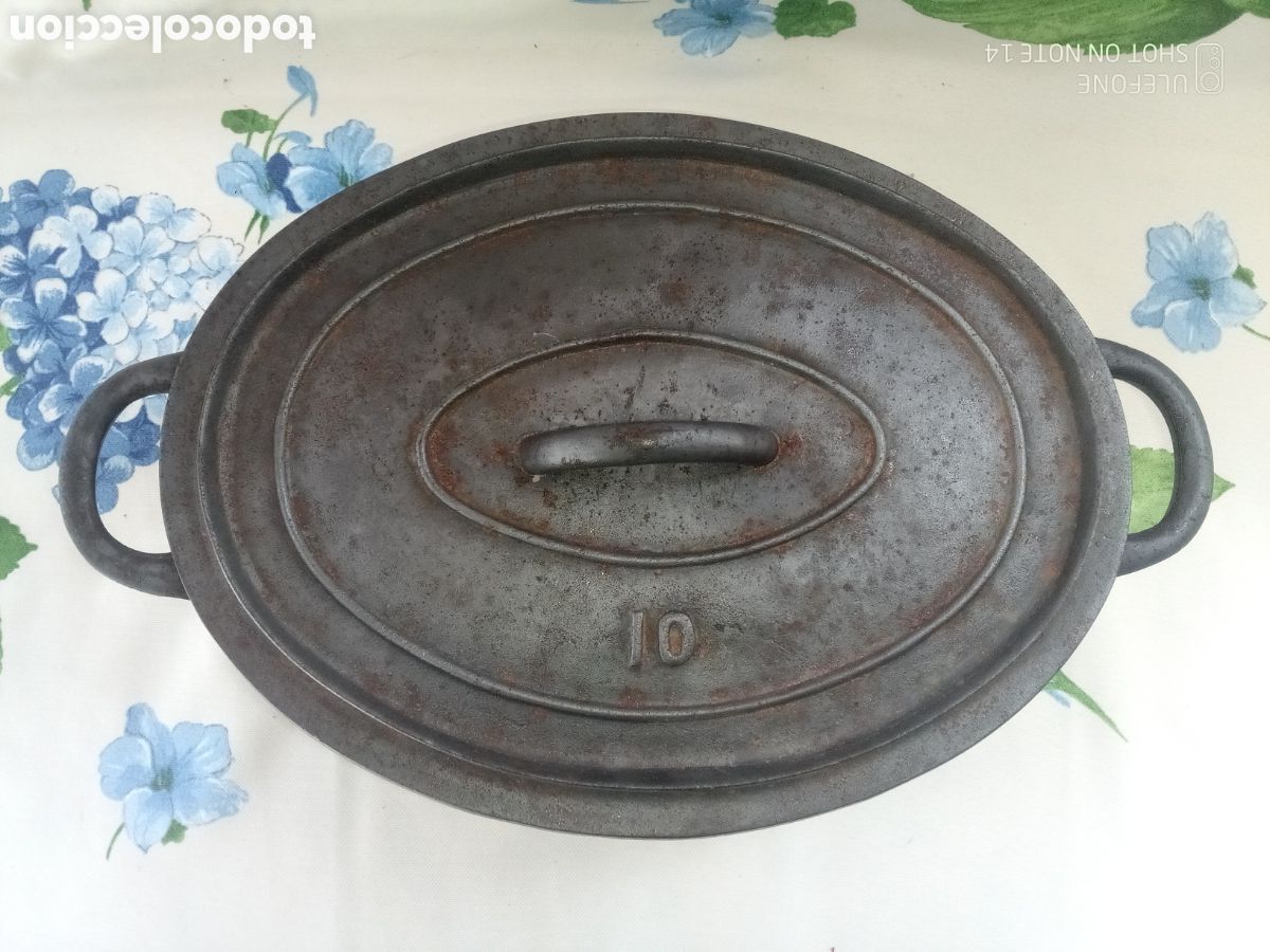 Antig&uuml;edades: OLLA OVALADA DE HIERRO FUNDIDO 10 - CAZUELA - PEROL - Foto 6
