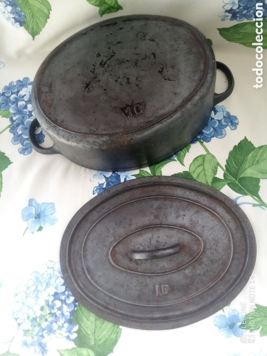 Antig&uuml;edades: OLLA OVALADA DE HIERRO FUNDIDO 10 - CAZUELA - PEROL - Foto 8