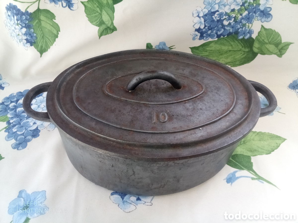 Antig&uuml;edades: OLLA OVALADA DE HIERRO FUNDIDO 10 - CAZUELA - PEROL - Foto 1