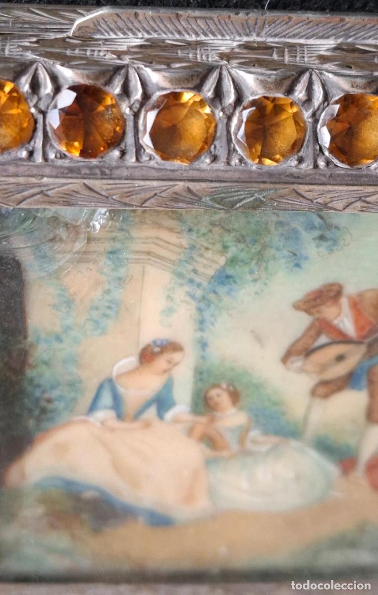 Antig&uuml;edades: (PIT-260301)POLVERA DE PLATA CON TOPACIOS CON ESCENA ROMANTICA SOBRE CELULOIDE - Foto 5