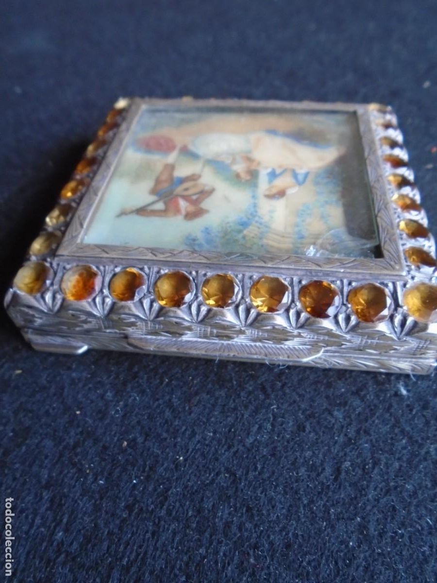 Antig&uuml;edades: (PIT-260301)POLVERA DE PLATA CON TOPACIOS CON ESCENA ROMANTICA SOBRE CELULOIDE - Foto 10