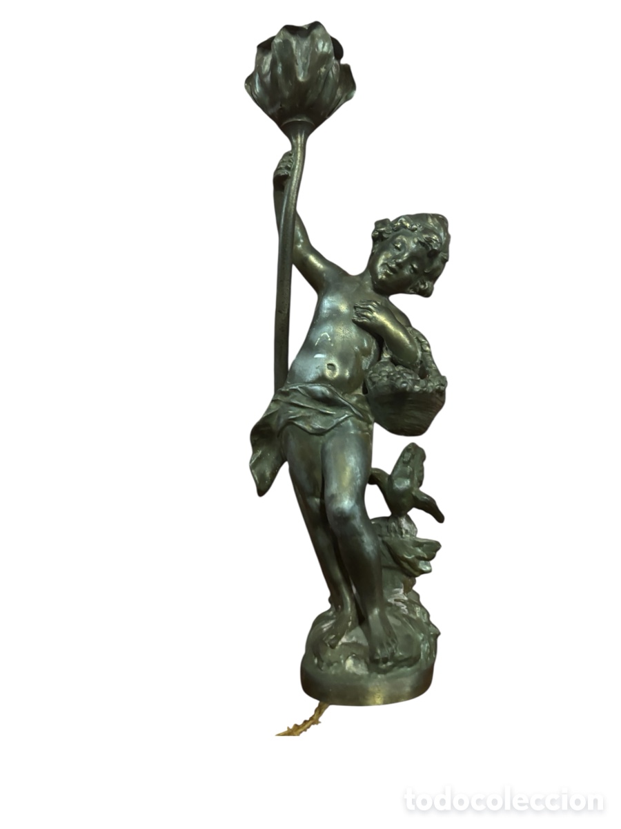 Antig&uuml;edades: Lamparita de bronce. Francesa. - Foto 1